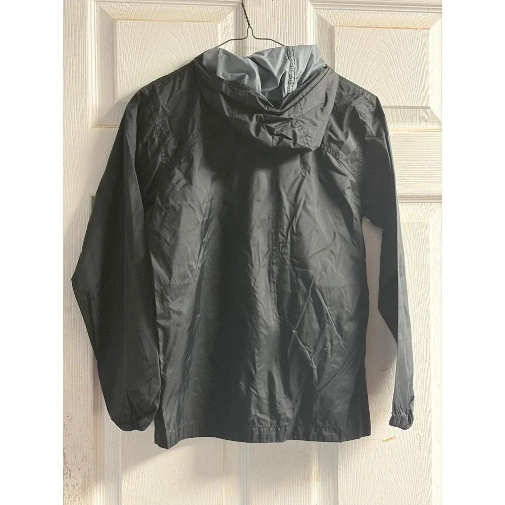 Columbia Boys Black Lightweight Hooded Windbreaker Jacket Size Medium 10-12